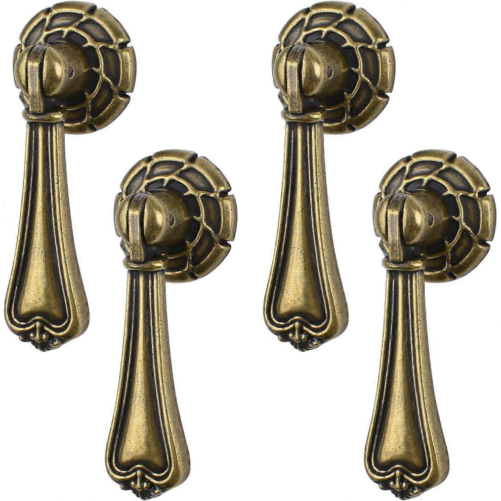 (As Show, One Size) 4 Pcs Vintage Zinc Alloy Carved Bronze Hanging Handles For Cabinets, Wardrobes, Cupboards, Drawers, Doors 4632228920615