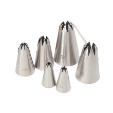 (As show, One size) 8-tooth combination, commonly used 304 stainless steel eight-tooth cookie cake decorating nozzle baking tool