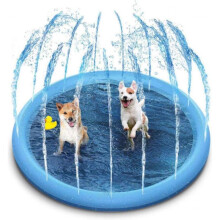 Dog Paddling Pool,Foldable Dog Pool, Thickened Paddling Pool for Dogs, Anti-Slip Doggy Pet Sprinkler Splash Pad, Durable Water Play Mat, Portable Summ