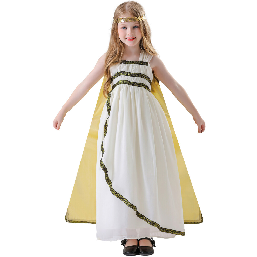 (130cm) Girls' Egyptian Greek Arabian Princess Costume – Kids' Goddess Cosplay Outfit for Stage & Halloween
