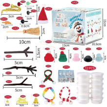 12 Pcs Christmas Crafts - DIY Snowman Making Kit, Creative Air-Dry Modeling Clay