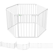 VOUNOT 6 Panel Safety Barrier Fireplace Protection Metal Fire Guard Gate, White