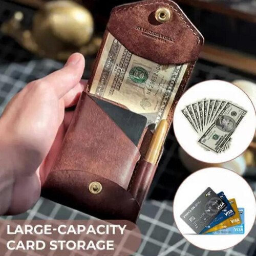 Multifunctional Compact Wallet,Premium Leather Slim Money Clip for Men 1