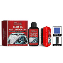 Auto Glass Oil Film Remover Set Decontamination Waterproofs Cleaning Car Windowss Rain-proof Cleaning Car Glass Cleaning Brush 120ml, Household Cleane