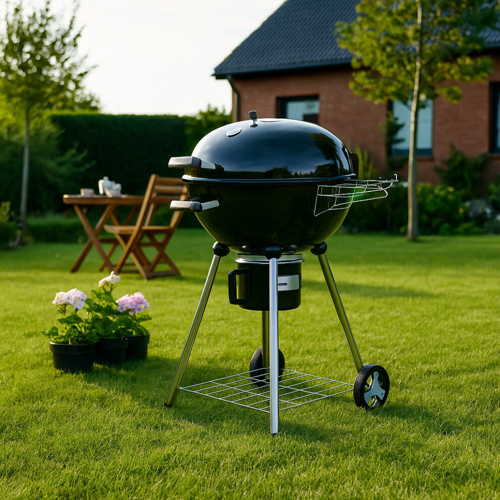 55cm Kettle Charcoal BBQ Grill Portable Outdoor Garden Barbecue with Wheels