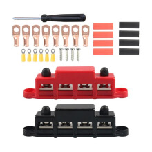 2 Pieces 4 Ways Wiring Row Busbar Terminal Block for Marine RV Boat Car