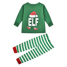 (Child 90cm) Christmas Pyjamas Matching Family Pajamas Sets Xmas Pjs Letter Print Tops and Plaid Pants Sleepwear Nightwear for Women Men Kids Baby