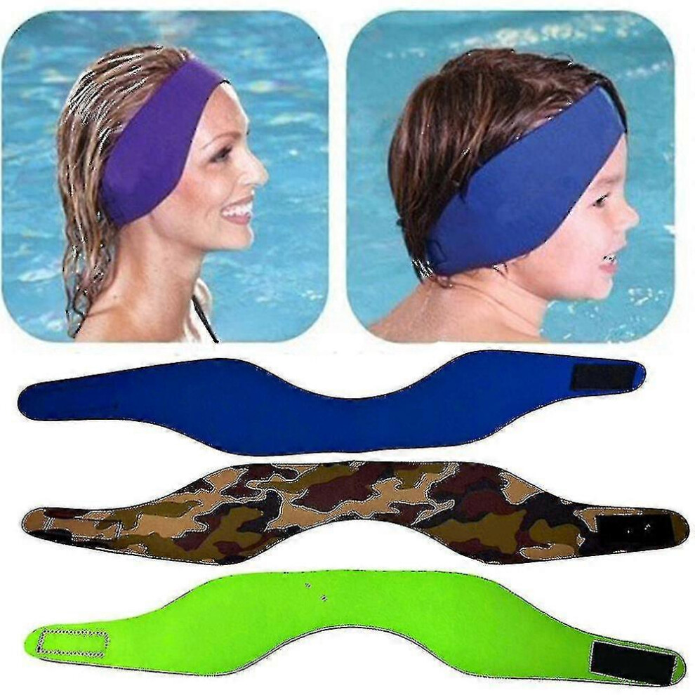 (S, Black) Adjustable Waterproof Swimming Diving Ear Band Headband Earplug For Kid Keep Ear Protection For Water Sports Bathing Accessories