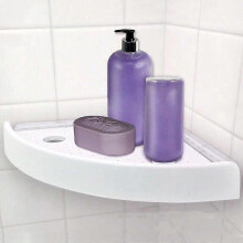 (As show, One size) Toilet suction cup triangle storage rack kitchen cabinet wall-mounted asphalt storage rack