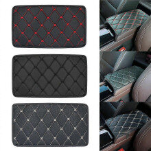 (Black line, One size) Car Armrest Box Cushion Box Cover Pu Leather Cushion Easy To Clean Car Accessories