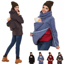 (S, Red) Kangaroo Hoodie Parenting Pouch Sweatshirt Women's Kangaroo Jacket