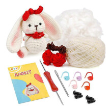 (As show, One size) Crochet Kit For Beginners With Crochet Yarn - Beginner Diy Crochet Kit For Adults Crochet Kits Model Cute Bunny Rabbit
