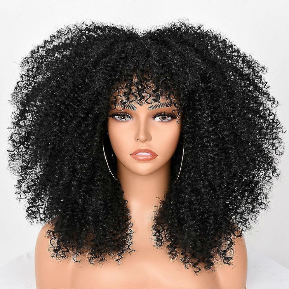 Kikidex Unisex (1B, One Size) Wig Female African Small Curly Headgear With Bangs Chemical Fiber Wig Multi-Color Optional Xuchang Wig