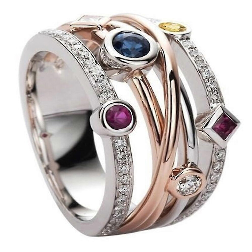Photos - Ring Kikidex  Women Girls Fashion Colored Zircon  Engagement Wedding Stackable s Jewelry Gift (8, One size)