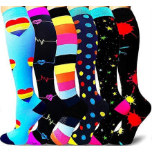 (As show, One size) Compression Socks for Women and Men 6 Pairs, 20-25 mmHg is for Athletic, Running, Airplane, Travel, Nurses, Edema