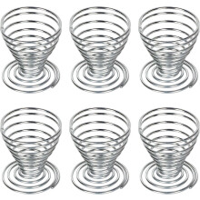 (As show, One size) 6 x Stainless Steel Wire Spring Spiral Egg Cups