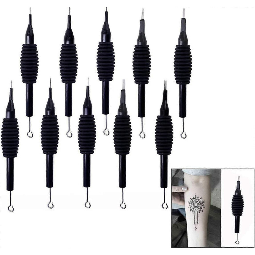 (As show, One size) 10 Pcs/Set Tattoo Needles with Grip Sleeve Tube, 10 Models 3RL 5RL 7RL 3RS 5RS 7RS 5F 7F 5M1 7M1