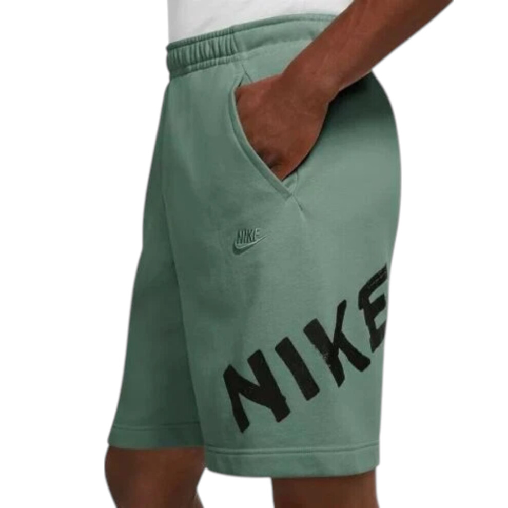 Nike (Green, S) Shorts Mens Club French Terry Cotton Gym Shorts