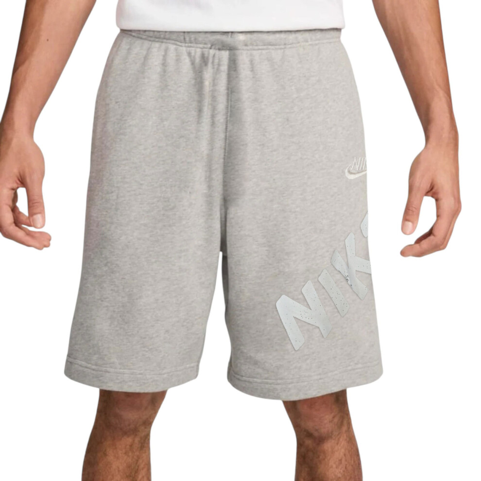 Nike (Grey, M) Shorts Mens Club French Terry Cotton Gym Shorts