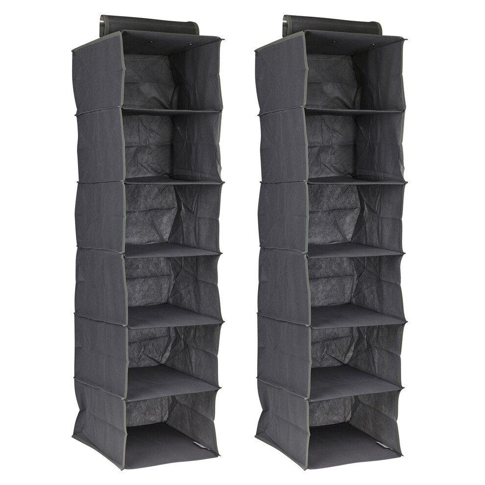 Urbn Living (2) 6 Compartment Hanging Clothes Storage Organiser Shelves Collapsible Closet Rack