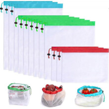 Reusable Mesh Bags, Eco-Friendly Vegetable Bags, Fruit and Vegetable Storage Bags for Shopping and Storage (12 pcs)