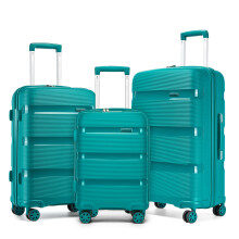 (green, 19+24+28) 3-Piece 19+24+28inch PP Hardshell Luggage Travel Set Suitcases