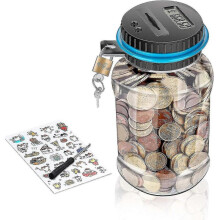 Piggy Bank, Digital Money Banks with Ultra-large Capacity, Coin Counter for Kids, Adults(includes Lock, 2 Keys, Child Stickers)ab