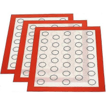 Silicone Baking Mat Set of 3 Reusable Non-Stick Baking Sheet Pastry Kneading Dough Oven Mat for Macaron Biscuit Dough, 42x29.5cm red
