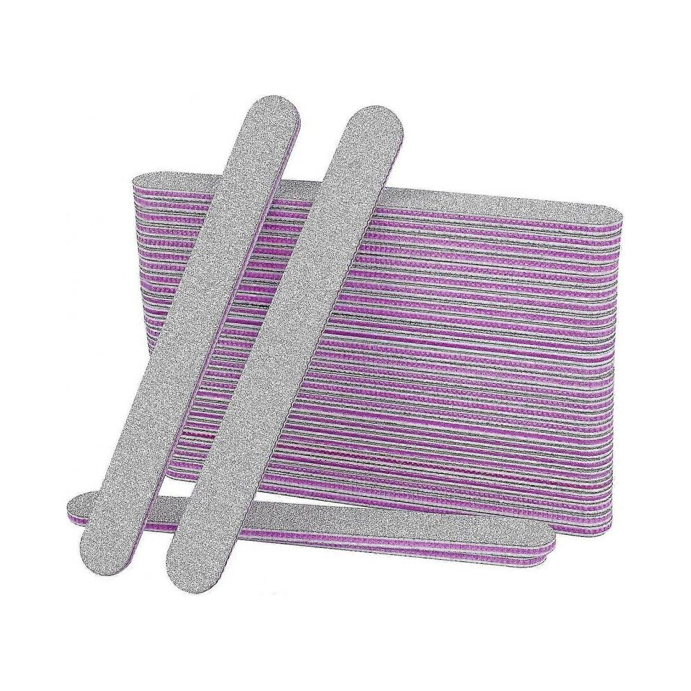 50 Professional Nail Files, Double Sided 100/180 Grit, Gel Grit for Manicure, Home or Professional Nail Art Salons, Straight Core Shape Gray Purple1