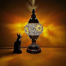 Turkish Moroccan retro romantic small table lamp bedroom study cafe restaurant hotel B&B decorative lamp (chocolate) - supports EU UK Australia R