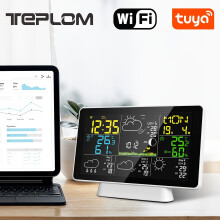 Teplom Nový model Tuya Smart Wifi predpoveď počasia Elektronické hodiny počasia so 7,5-palcovým Full