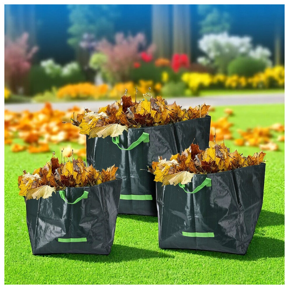 3Pcs Reusable Garden Waste Sacks Heavy Duty Bags Handles Foldable 70L 105L 175L