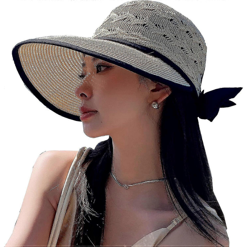 (Light Grey, One size) Wide Brim Beach Hats For Women Breathable Sun Hat Bucket Hat Sun Visors Fishing Cap For Travel Picnic Outdoor Summer 2023-image-OPC-PHMS7K5-NEW