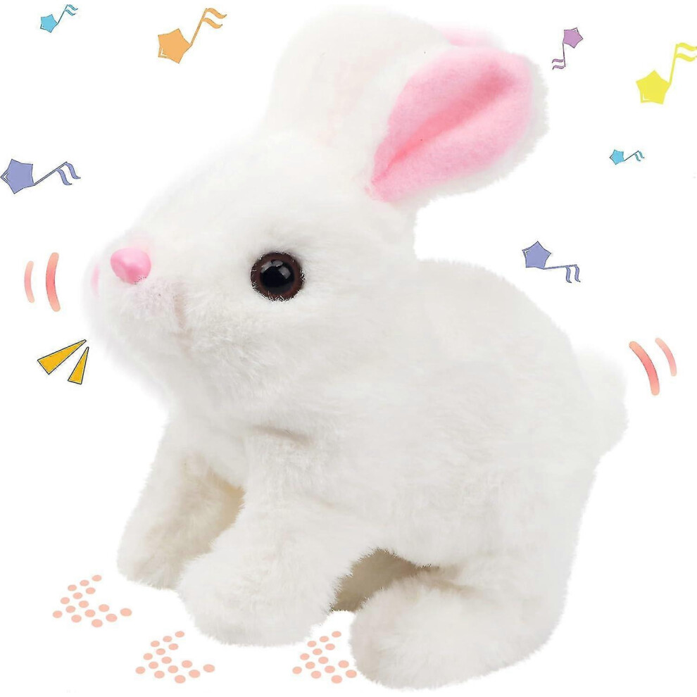 (As show, One size) Hopping Rabbit Interactive Electronic Pet Plush Bunny Toy With Sounds And Movements Animated Walking Wiggle Ears Twitch Nose Gift,-image-OPC-PHMS8Z9-NEW
