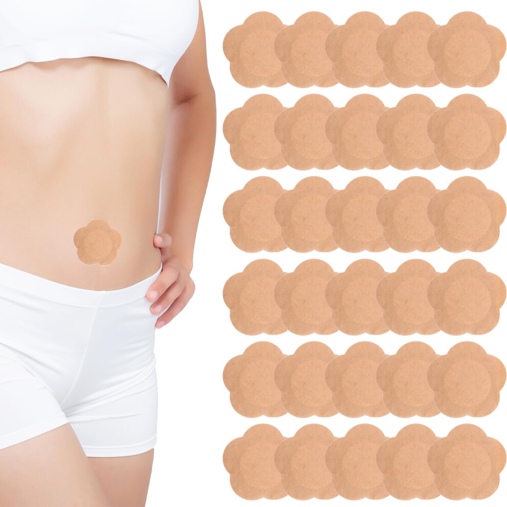 Gogerstar 30Pcs Castor Oil Pack Wrap Kit For Belly Button, Self-Adhesive Patches Cover Patch Organic Disposable Spunlace Cloth Highly Absorbent Pad With Cotton