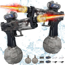2Pcs Electric Water Guns, Automatic Water Gun Pistols 500CC Long Range Motorized Water Gun with Lighting Effects Rechargeable Water Blaster for Summer
