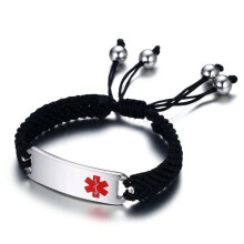 Engraving Medical Alert ID Women Men Bracelet Adjustable Braided Rope Band New