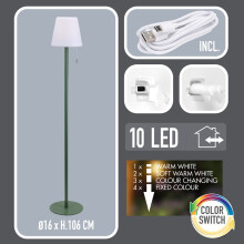 (Green) USB Colour Changing Accent Floor Lamp 10 LED Indoor Outdoor IP44 Night Light