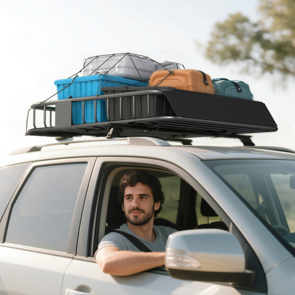 Homcom 90.7 Kg Universal Roof Rack Basket, Steel Car Rooftop Luggage Holder 5063603155879