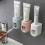 (White)Automatic Toothpaste Dispenser Dust-Proof Toothbrush Holder Wall Mount Stand Bathroom Accessories Set Toothpaste Squeezer 4