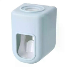 (Blue)Automatic Toothpaste Dispenser Dust-Proof Toothbrush Holder Wall Mount Stand Bathroom Accessories Set Toothpaste Squeezer