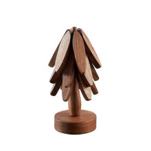 (Walnut)Wooden Trivets for Hot Dishes Tree Shape Trivet Set Coaster for Teapot Pots