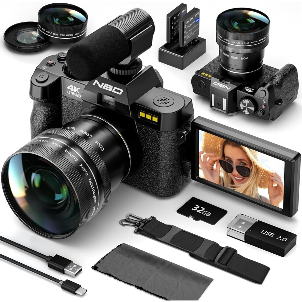 4K Digital Camera 48Mp 16X 3" Flip Screen Vlogging Camera For Youtube Camcorder 012543672132