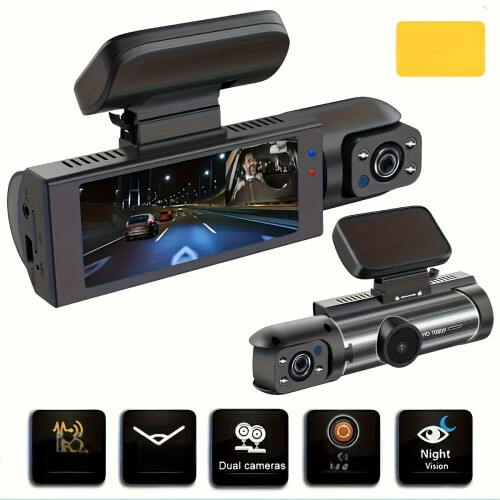 Dash Cam Μπροστά και Εσωτερικά 1080P 8,03 Cm Οθόνη Ips Αυτοκινήτ