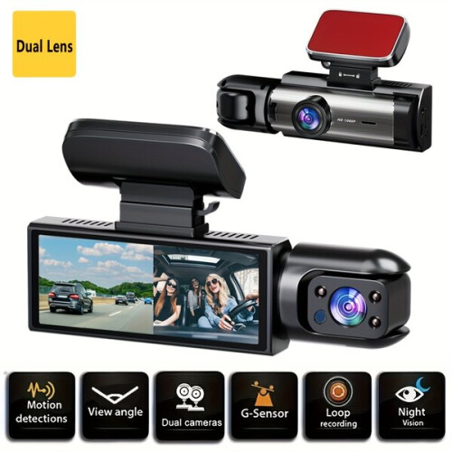 1080P Dual Camera Dash Cam για αυτοκίνητο με εγγραφή βρόχου νυχτεριν 1