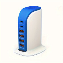 40W nabíjacia stanica pre viacero zariadení nástenný nabíjací blok so 6 portami USB (2Xusb-C) (4Xusb-A),