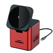 Dokovacia stanica pre notebook USB C so stojanom na bezdrôtovú nabíjačku, viacportový adaptér USB C