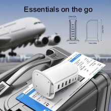40W nabíjacia stanica pre viacero zariadení nástenný nabíjací blok so 6 portami USB (2Xusb-C) (4Xusb-A),