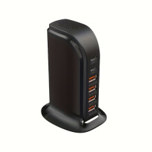 40W nabíjacia stanica pre viacero zariadení nástenný nabíjací blok so 6 portami USB (2Xusb-C) (4Xusb-A),