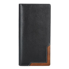 (Black) Vintage Long Leather Wallet Men's Versatile Bifold Cowhide Card Holder Multi-Slot Durable Money Clip Stylish Cash Purse